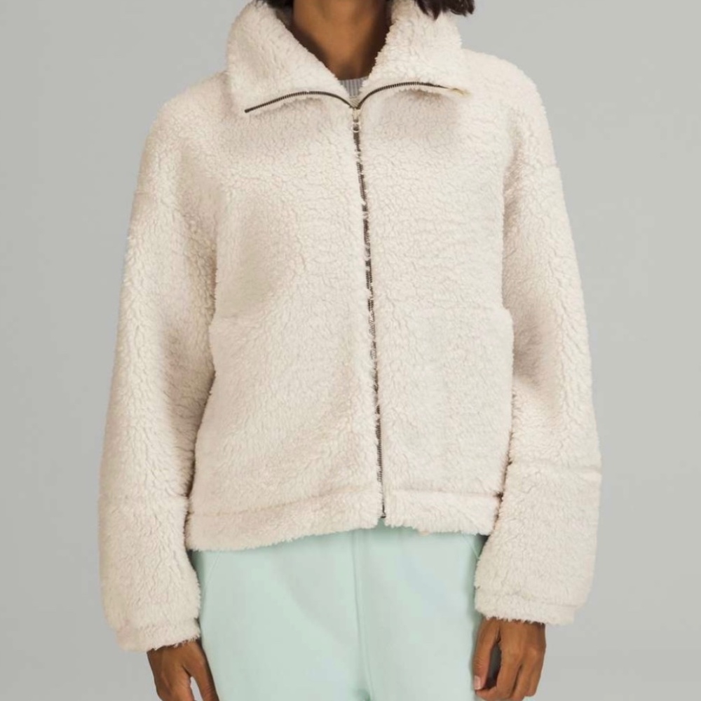 Lululemon Cinchable Fleece Zip-Up in White Opal